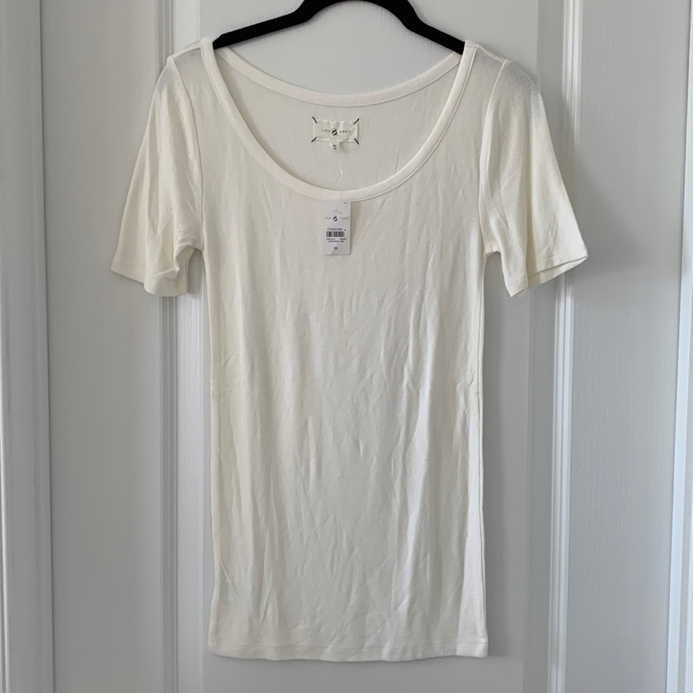NWT LOU & GREY White Rayon/Spandex Short Sleeves Top Size Medium
